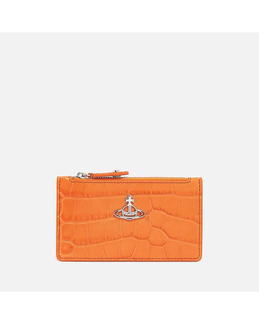 Vivienne Westwood Orange Crocodile Slim Leather Cardholder