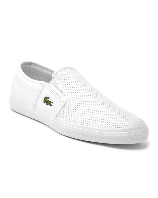Lacoste Gazon Bl 1 Leather Slip-on Trainers in White for Men | Lyst