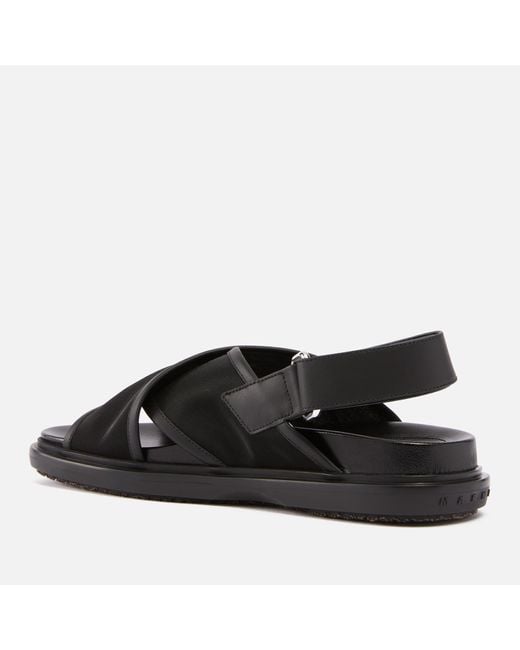 Marni Black Fussbett Mesh And Leather Sandals