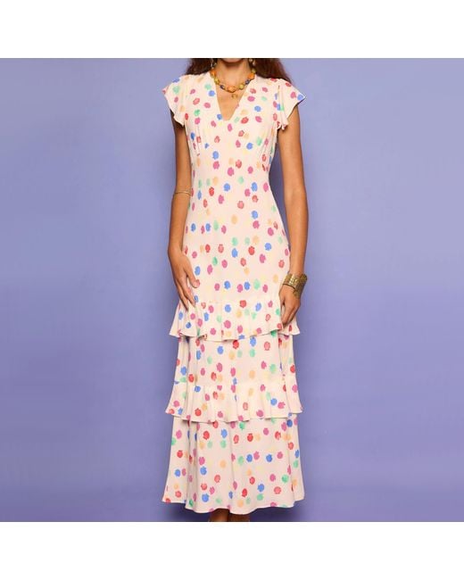Rixo Purple Meena Shell-Print Crepe Maxi Dress