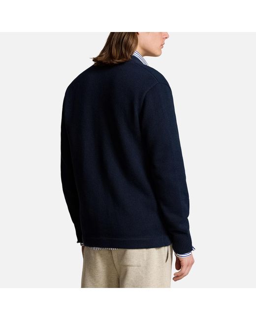 Polo Ralph Lauren Blue Varsity Cotton Knit Cardigan for men