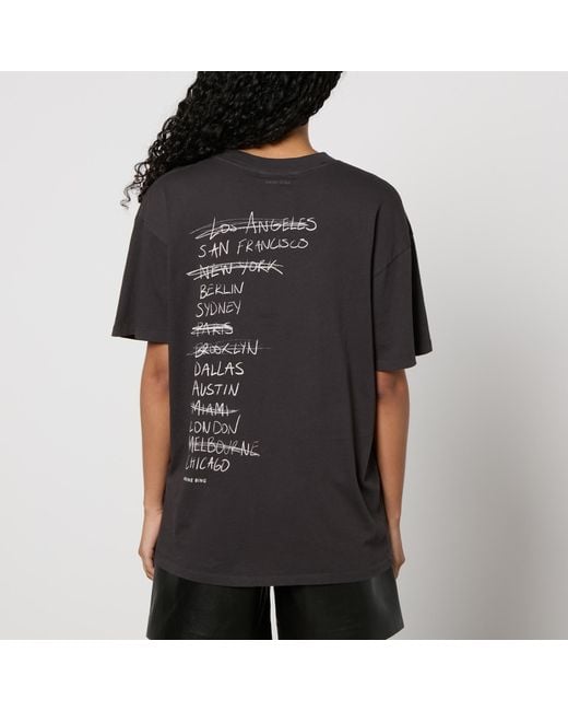 Anine Bing Black Walker Doodle Cotton-Jersey T-Shirt