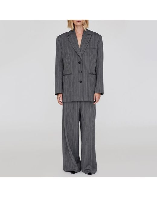 Anine Bing Gray Declan Wool-Blend Blazer