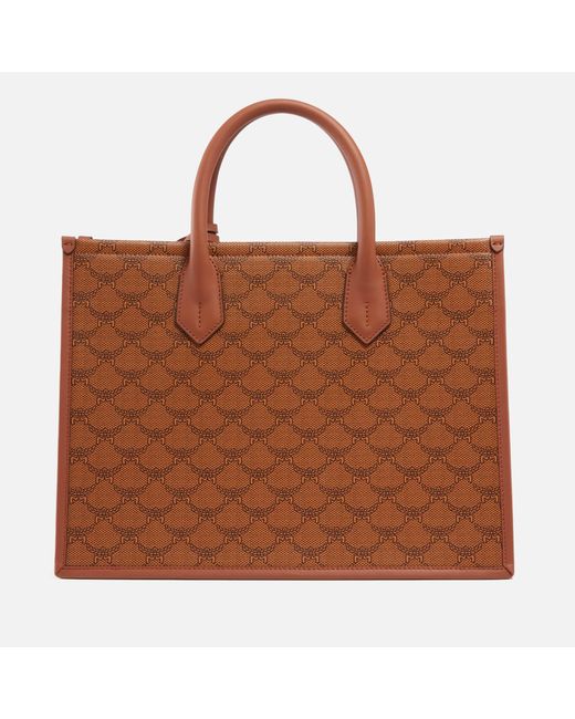MCM Brown Lauretos Coated-canvas And Leather Tote Bag