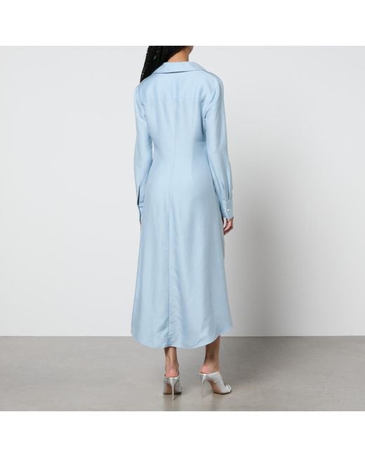 Stine Goya Blue Spencer Poplin Wrap Midi Dress