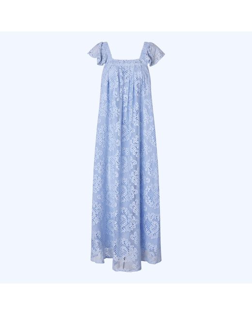 Lolly's Laundry Blue Milanll Sl Cotton-Blend Lace Midi Dress