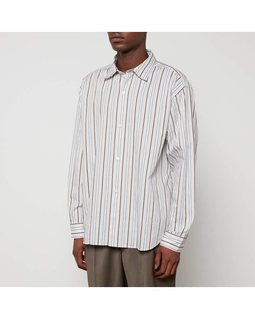mfpen White Generous Pinstripe Organic Cotton-Poplin Shirt for men