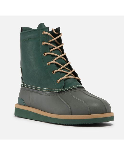 Suicoke Green Alal-Wpab Faux Leather Boots for men