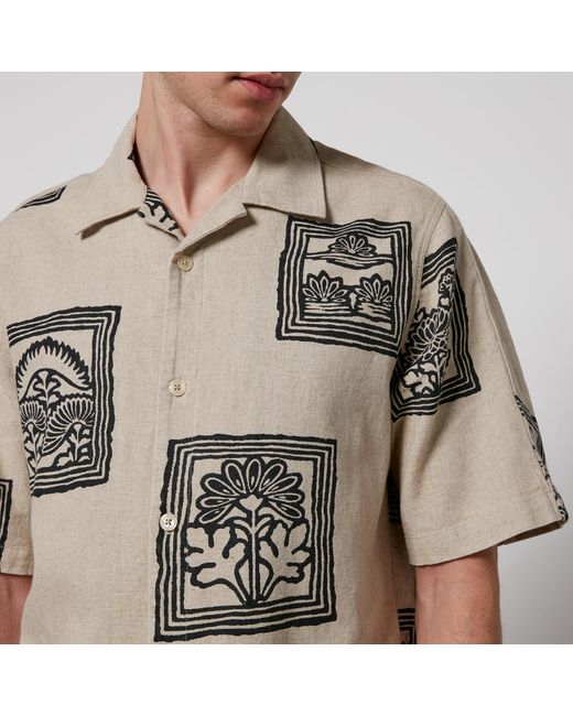 NN07 Natural Ole Printed Linen And Cotton-Blend Shirt for men