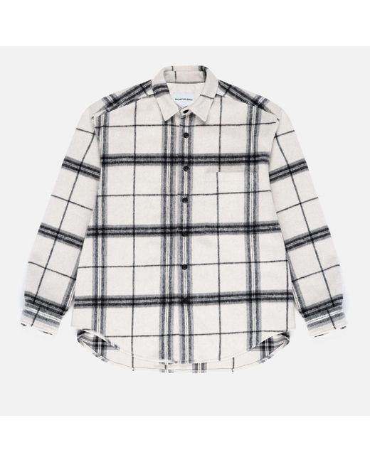 MKI Miyuki-Zoku Gray Checked Flannel Overshirt for men