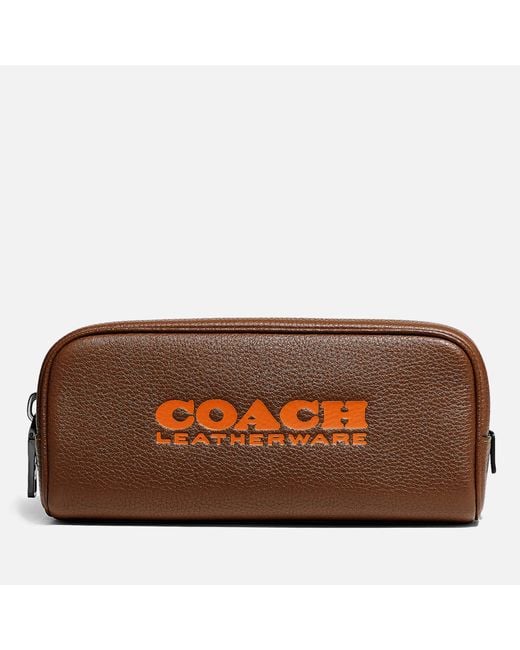 COACH Travel Kit 21 Pebble Leather Wash Bag in Brown für Herren