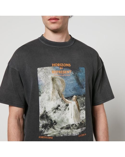 Represent Gray Higher Truth Logo-Print Cotton-Jersey T-Shirt for men