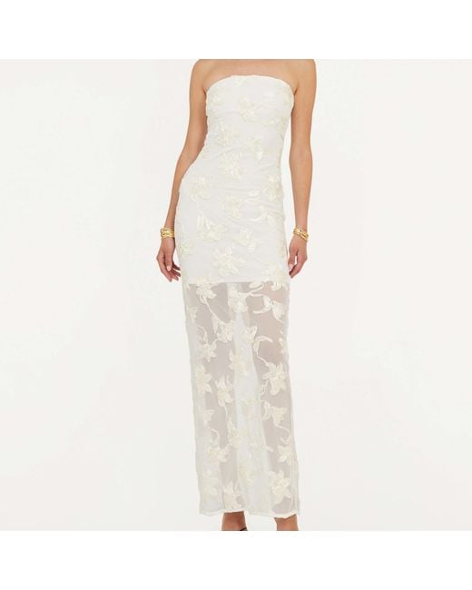 ROTATE BIRGER CHRISTENSEN White Floral-Jacquard Mesh Dress