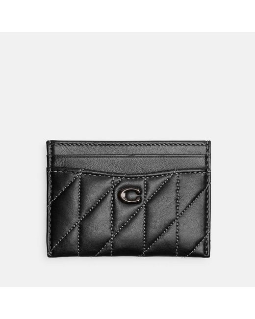 COACH Black Logo-plaque Quilted-leather Card Holder