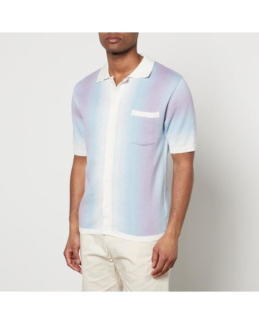 Percival Blue Ombré Cotton-Jacquard Shirt for men