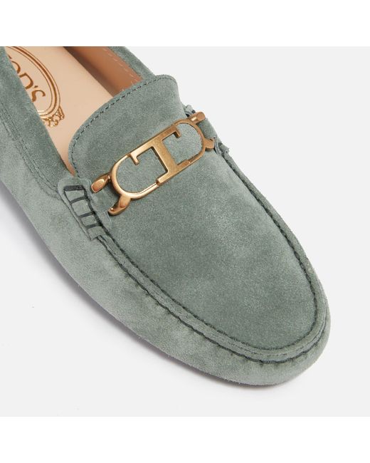 Tod's Green Gommini Suede Driving Shoes
