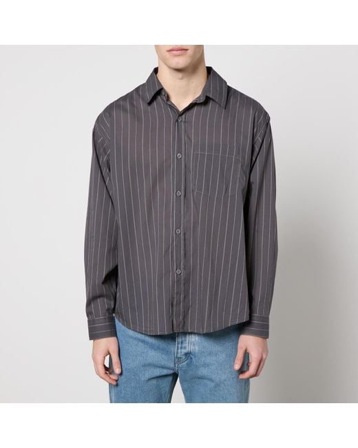 mfpen Gray Executive Pinstriped Recycled Cotton Shirt for men