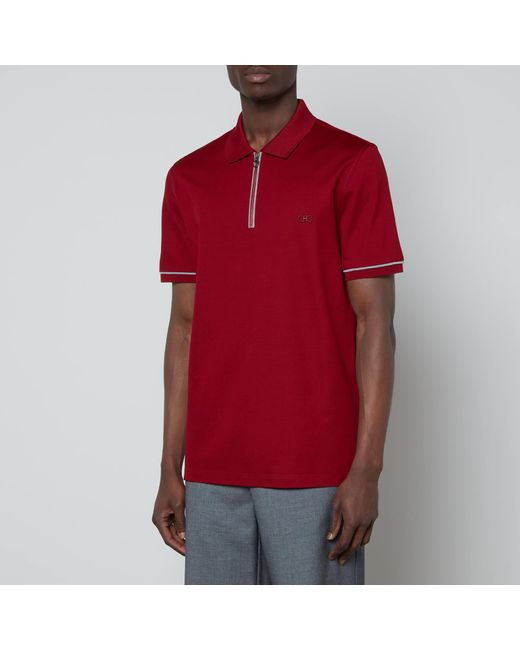 Ferragamo Red Salvatore Four Seasons Zipped Polo Shirt for men