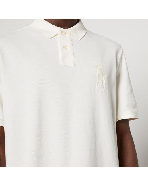 Polo Ralph Lauren White Big Pony Embroidered Cotton-Piqué Polo Shirt for men