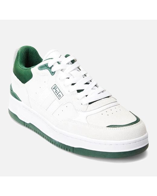 Polo Ralph Lauren White Masters Sport Leather And Mesh Trainers for men
