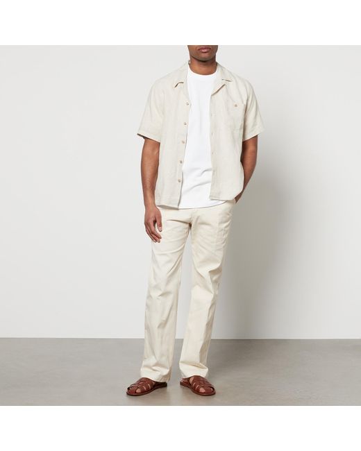 Percival White Linen Cuban Shirt for men