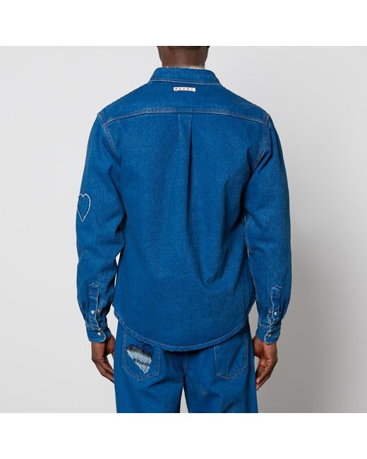 Marni Blue Mohair Patch Denim Jacket for men