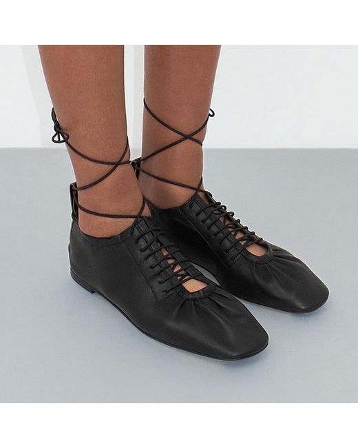 Miista Black Consuelo Leather Ballet Flats