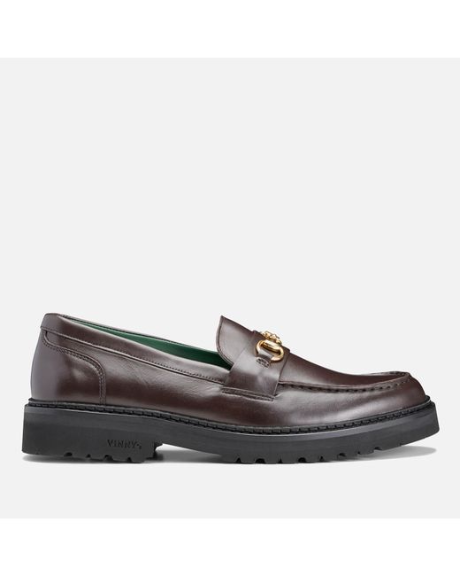 VINNY'S Brown Le Club Horsebit Snaffle Leather Loafers for men