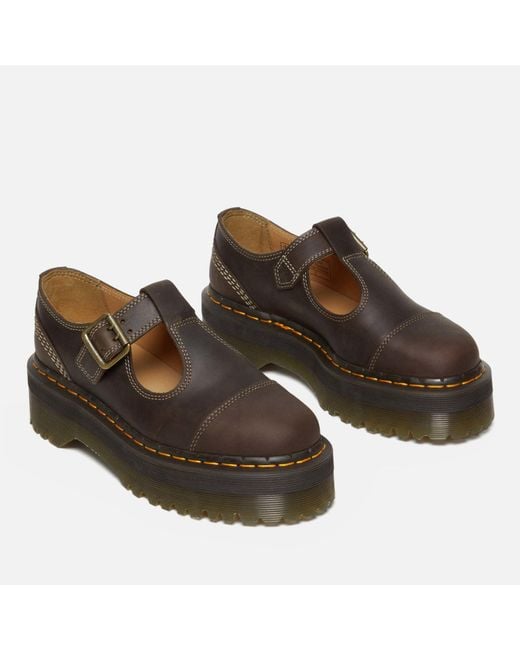 Dr. Martens Brown Bethan Leather Quad Mary-Jane Shoes