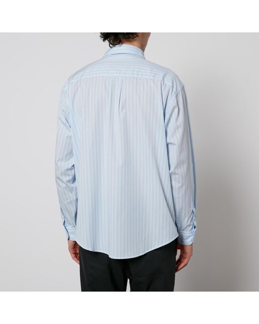 mfpen Blue Executive Striped Cotton-Poplin Shirt for men