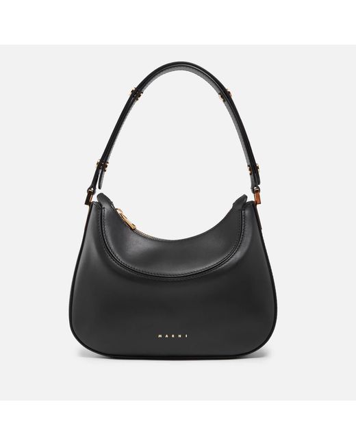 Marni Milano Hobo Mini Leather Bag in Black | Lyst