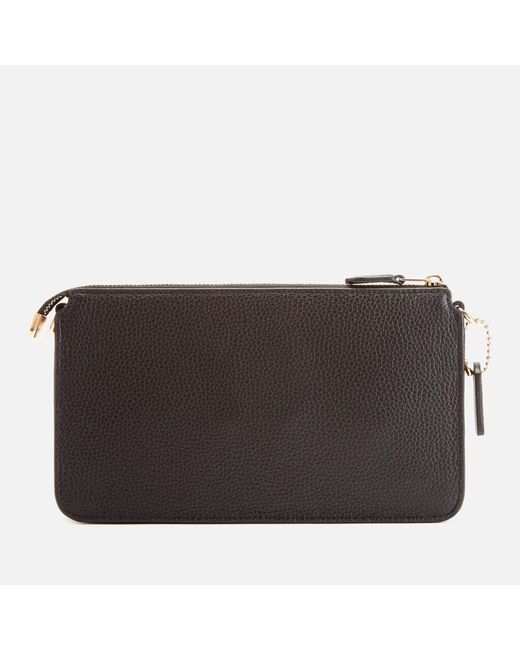 COACH Polished Pebble Leather Wallet/cross Body Bag in Black - Lyst
