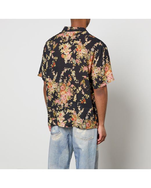 Our Legacy Black Elder Floral-Print Cotton Short Sleeve Shirt for men