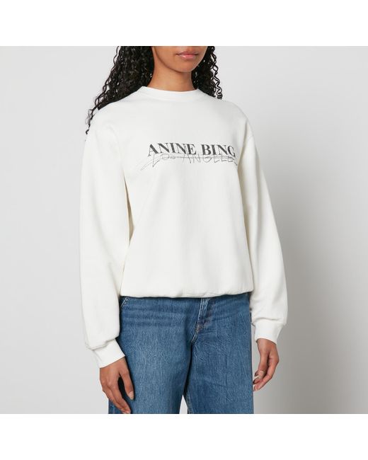 Anine Bing White Ramona Doodle Cotton-Jersey Sweatshirt