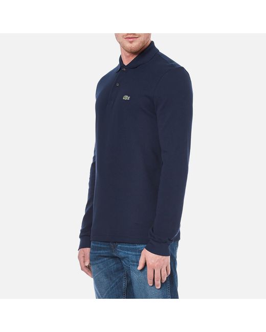 Lacoste Alligator Long Sleeve Polo Shirt in Blue for Men | Lyst