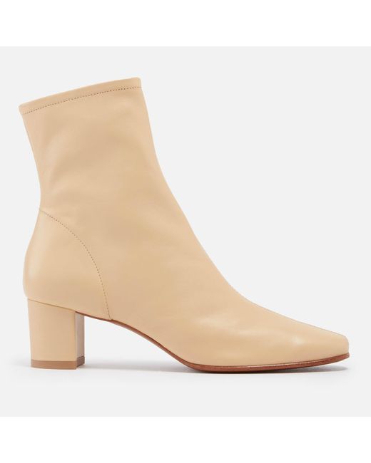 By Far Natural Sofia Leather Heeled Ankle Boots