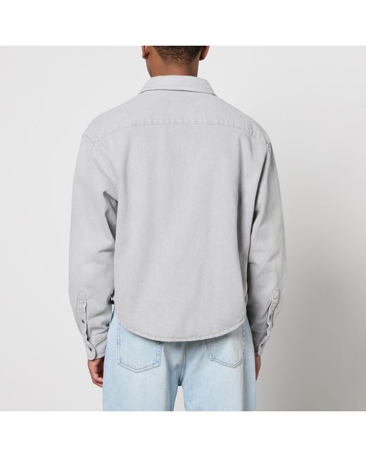 AMI Gray Long Sleeved Cotton Denim Shirt for men