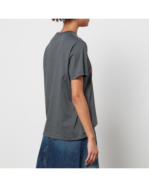 Ganni Gray Heart Organic Cotton-Jersey T-Shirt