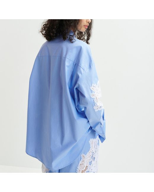 Essentiel Antwerp Blue Hoofd Lace Cotton-Poplin Shirt