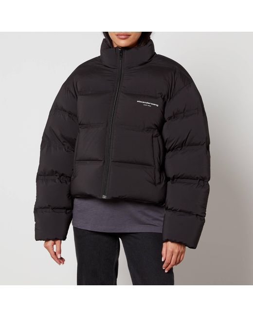 Alexander Wang Black Channel Jacquard Logo Quilted Shell Jacket