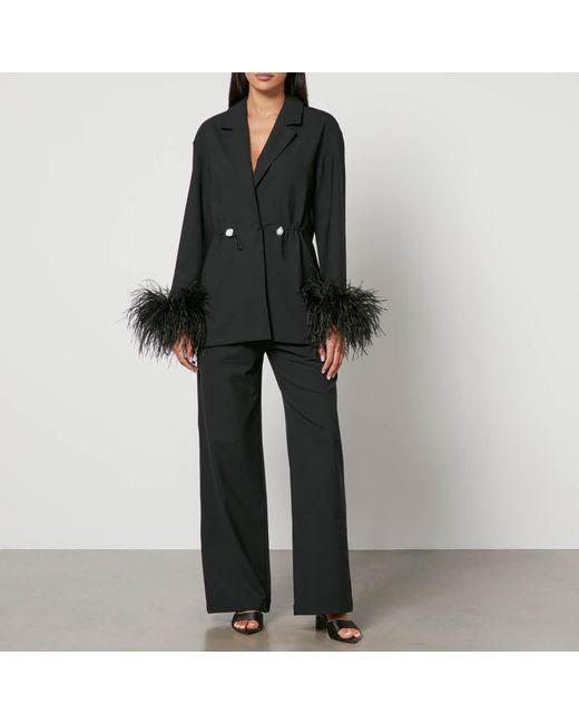 Sleeper Black Girl With Pearl Feather-Trimmed Crepe Blazer