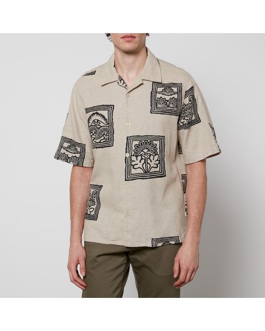 NN07 Natural Ole Printed Linen And Cotton-Blend Shirt for men