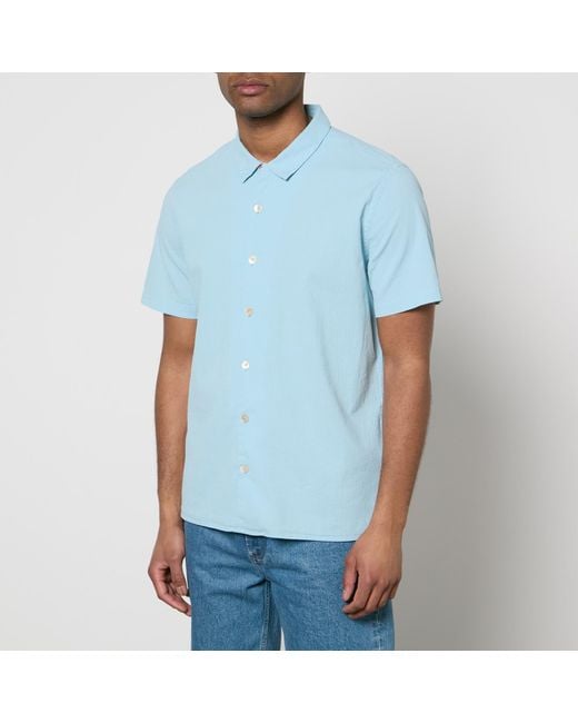 PS by Paul Smith Blue Cotton-Blend Cloqué Shirt for men