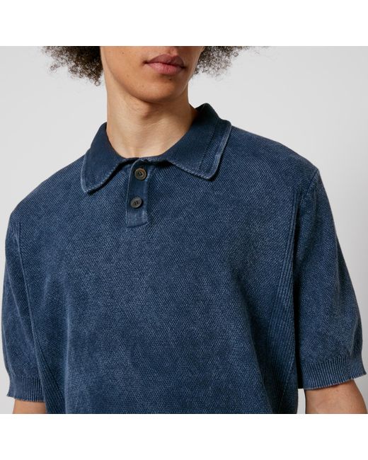 Corridor NYC Blue Crocheted Cotton Polo Shirt for men