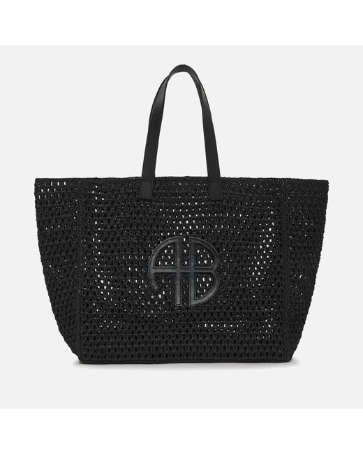 Anine Bing Large Rio Rattan Tote Bag in Black | Lyst