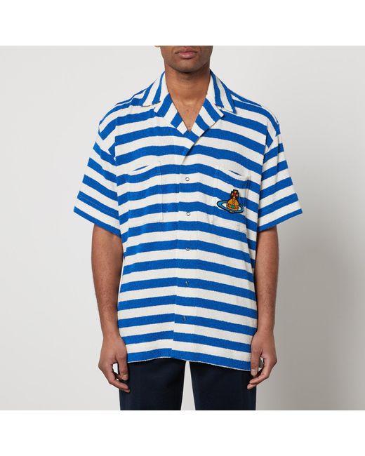 Vivienne Westwood Blue Striped Cotton-Blend Terrycloth Shirt for men