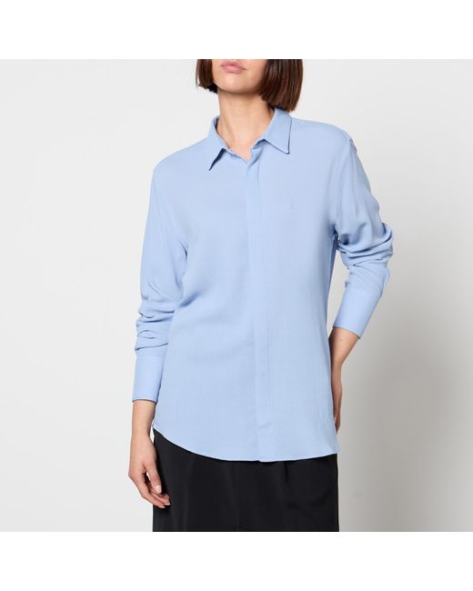 AMI Blue Classic Wool-Blend Shirt