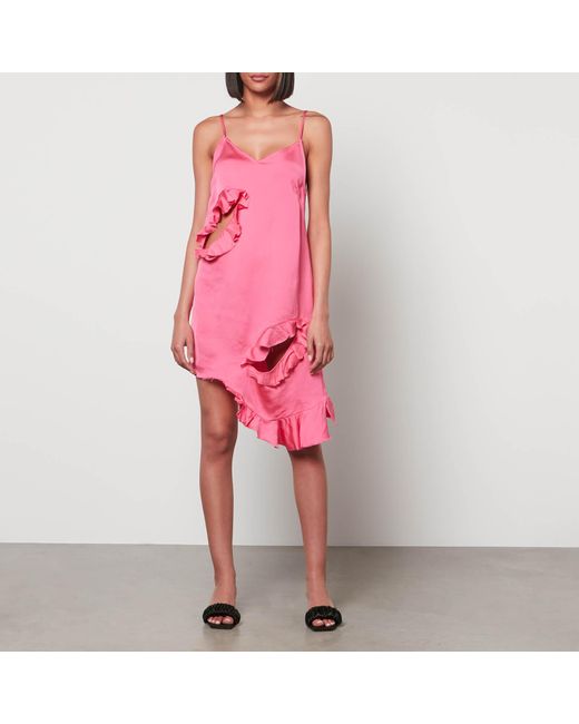 Marques'Almeida Pink Slip Dress With Flounces