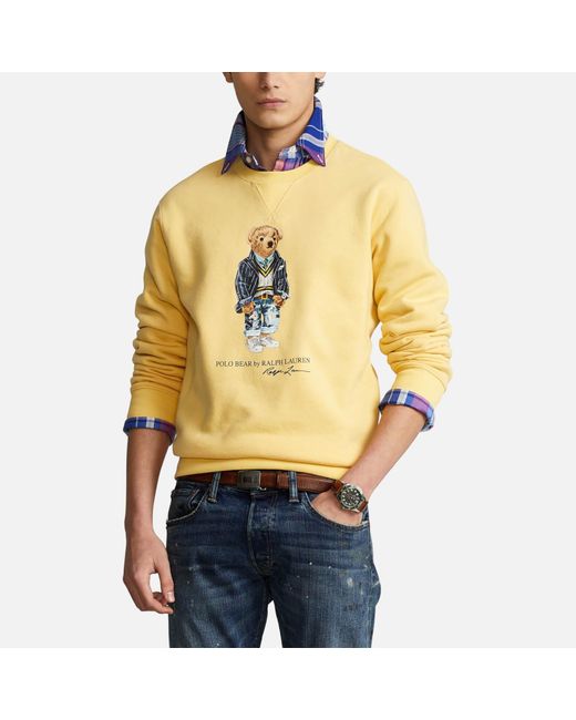 Polo Ralph Lauren Polo Bear Fleece Sweatshirt in Yellow for Men | Lyst UK