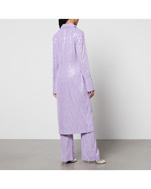 Stine Goya Purple Sonja Sequined Mesh Midi Dress